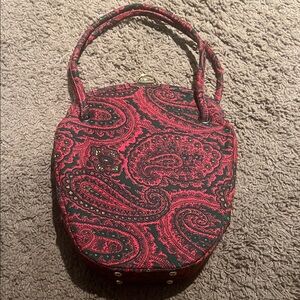 Kadin Paisley Handbag - Red and hunter green